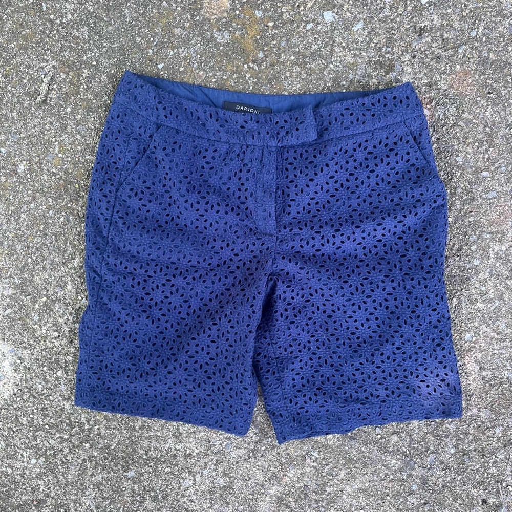 DARJONI BLUE EYELET LAYER SHORTS WOMENS 10 NWOT